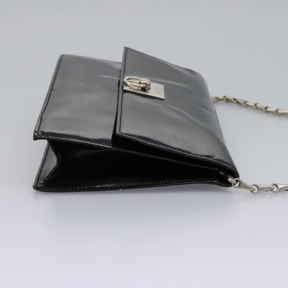 CELINE Chain Shoulder Bag Enamel Black Silver Auth ar13323 - Picture 5 of 16